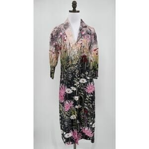 Curate Trelise Cooper Meadow Muse Floral Linen Long Button Starduster Coat Sz XS